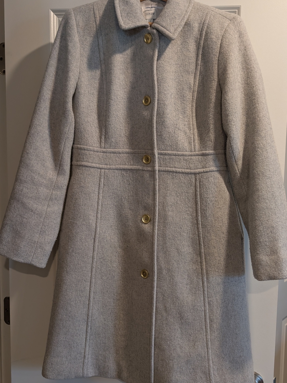 J. Crew Light Gray Wool-Blend Trench Coat